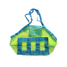 Mesh Beach Toys Bag Extra Large Beach Bags and Totes Sand Tote Bag Storage Bags Children Toys Beach Toy Organizer Kids Sand Toys Collector Perfect for Holding Toys Stay Away from Sand Green+Blue